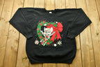 Vintage 90's Merry Christmas Raglan Sleeve Crewneck Sweater , 90s Holiday Crewneck , Winter Wear , Festive Graphic Print , Mae In USA