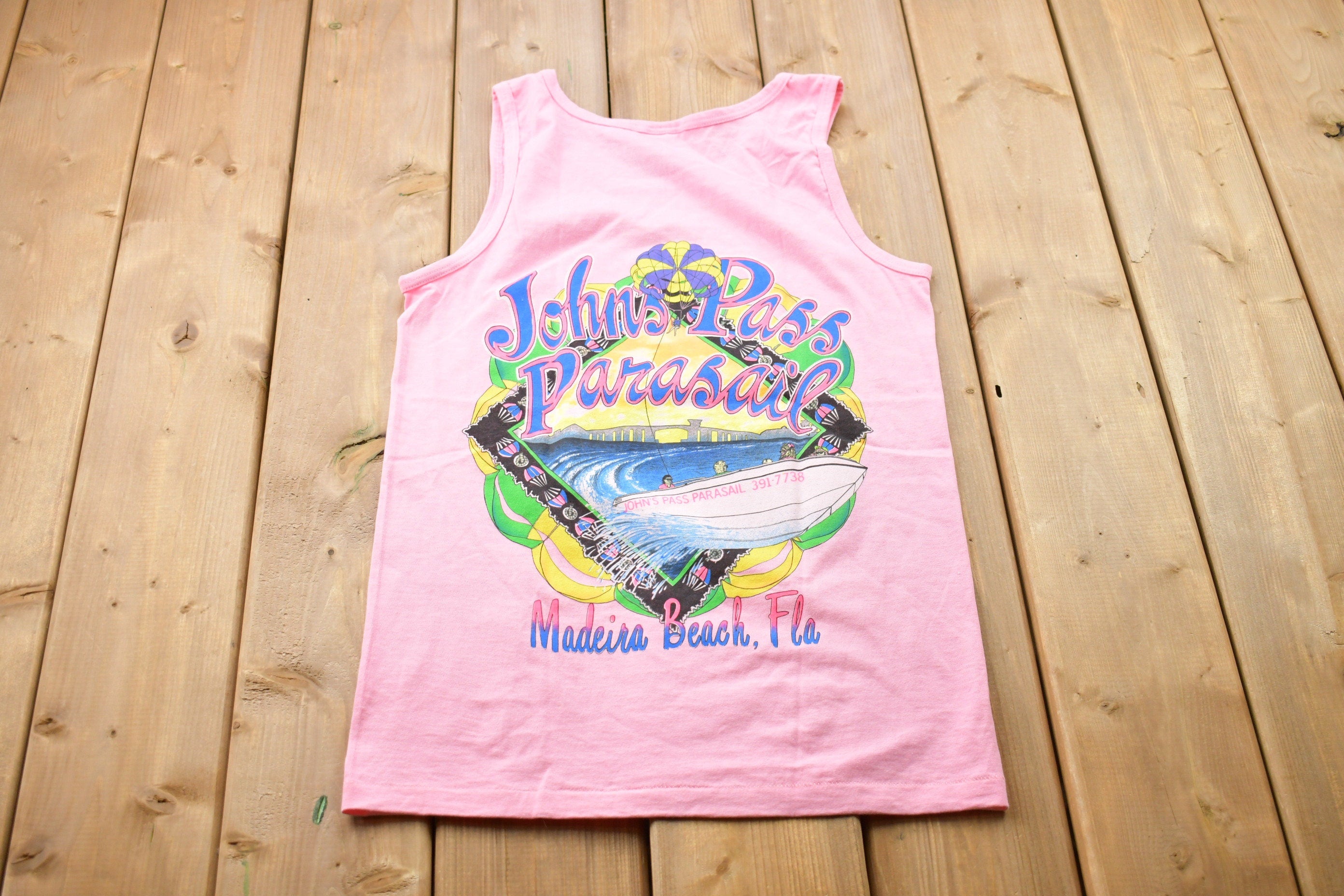 Vintage 1990s Johns Pass Parasail Florida Graphic Tank Top