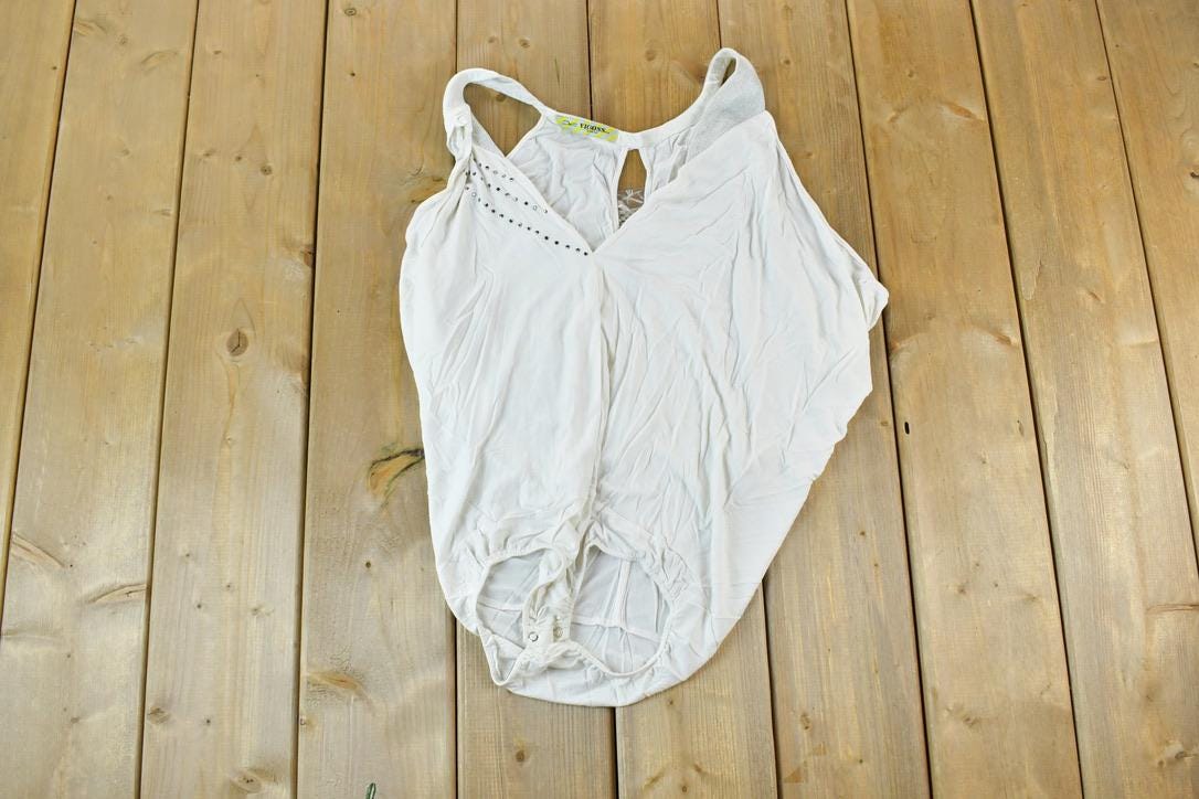 Women Vintage Vigoss Y2K Bodysuit T-Shirt Vigoss Grunge Skull Print