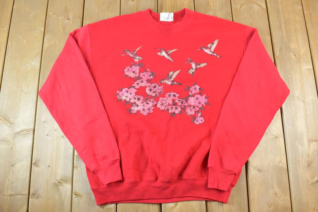 Vintage 1990s Cotton Blend Hummingbird Outdoorsman Crewneck Sweatshirt