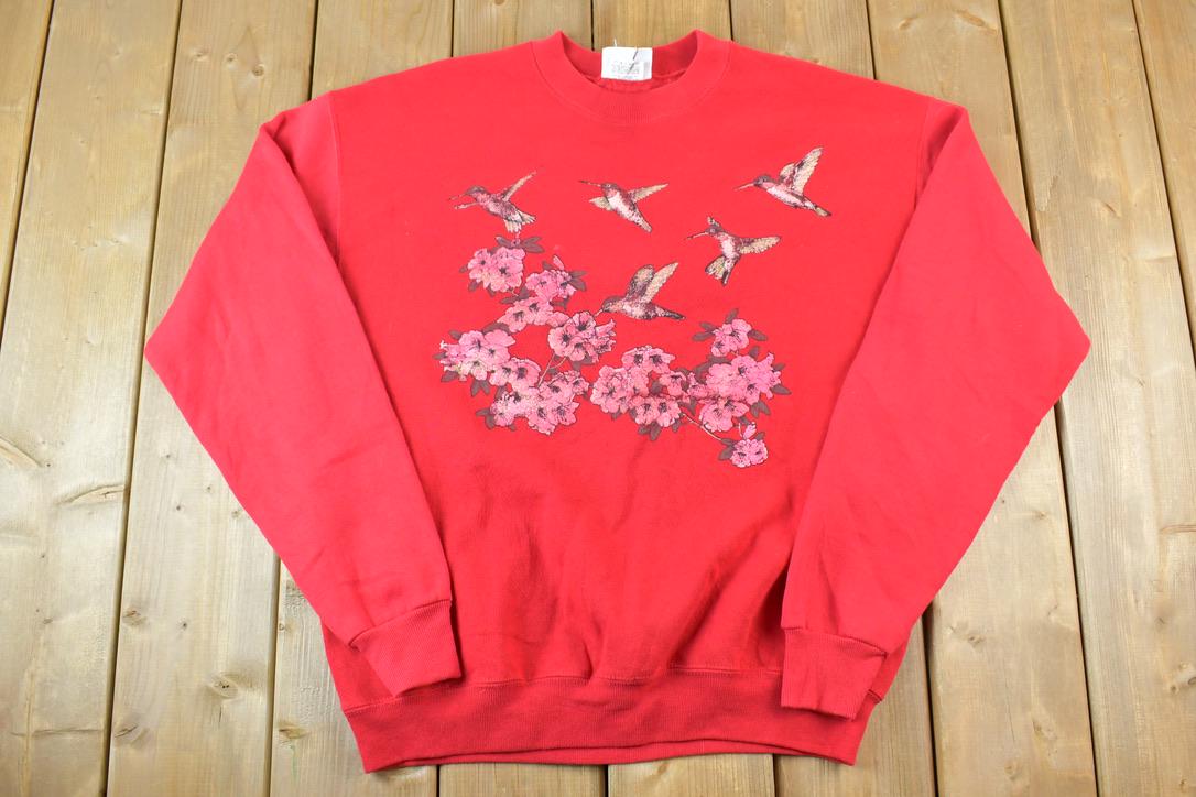 Vintage 1990s Cotton Blend Hummingbird Outdoorsman Crewneck Sweatshirt