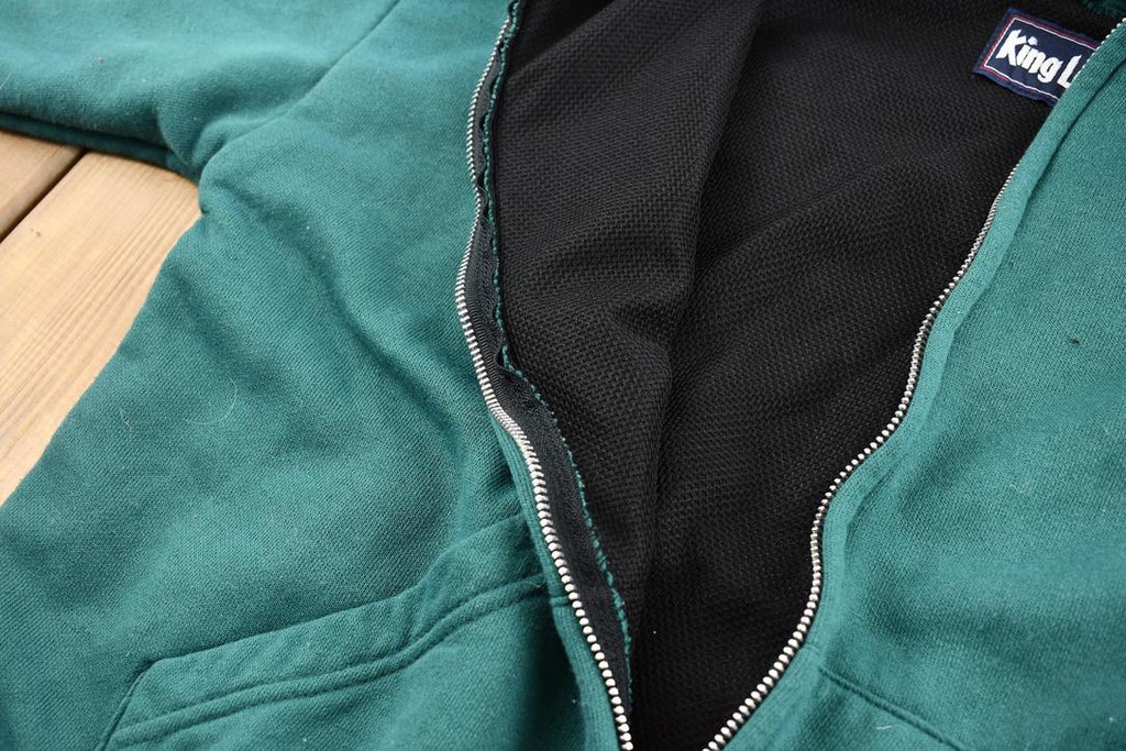 Vintage 1990s King Louie Emerald Green Blank Zip Up Hoodie