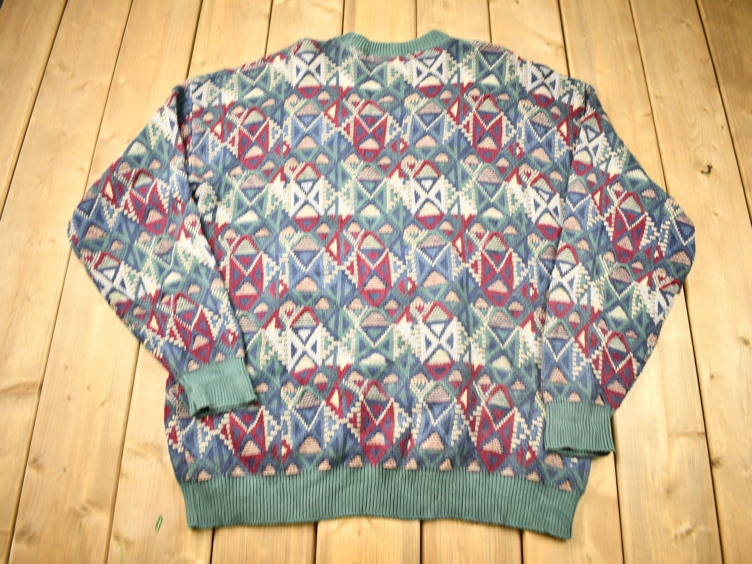 Vintage 1990s Bill Blass 3D Knit Crewneck Sweater