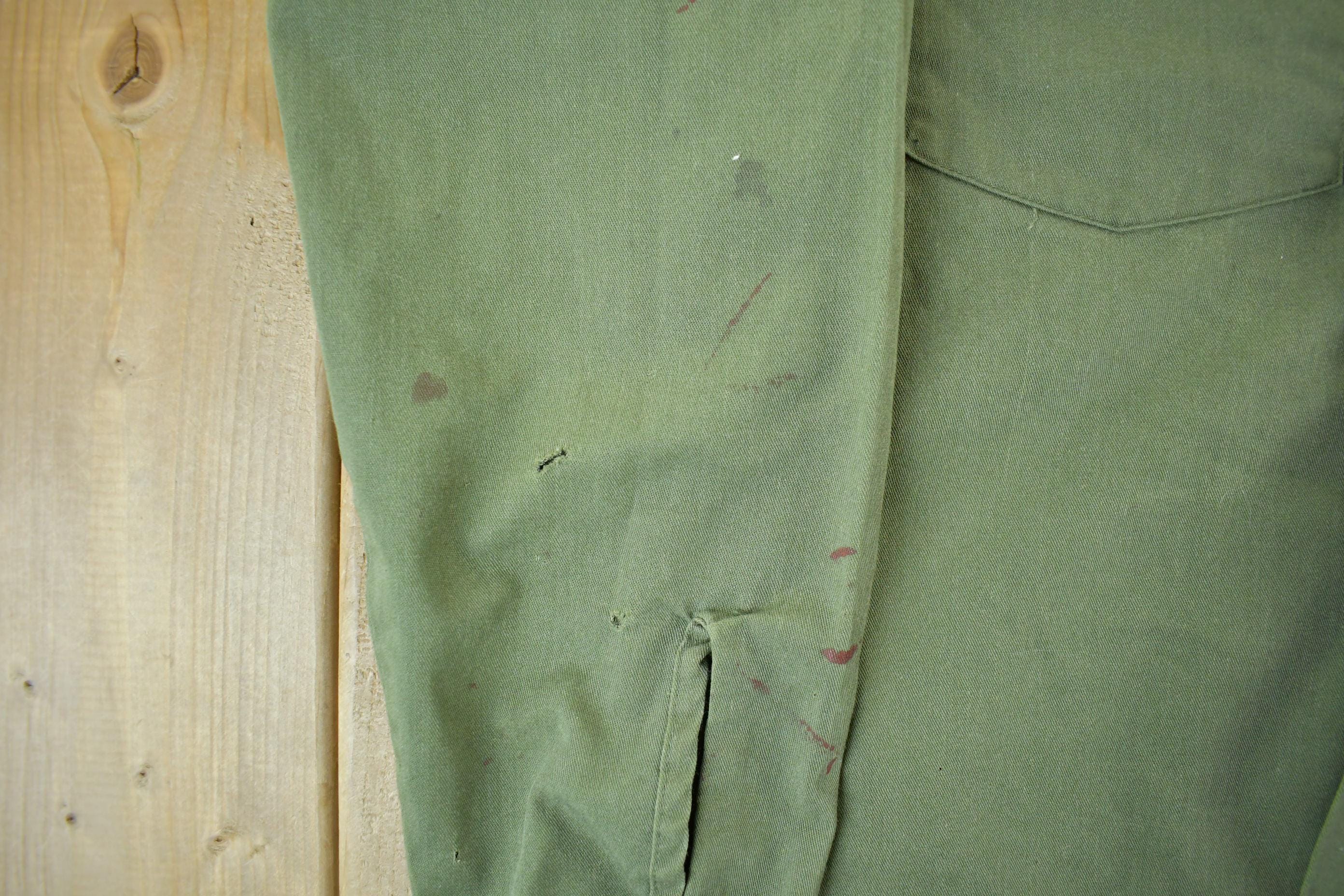 Vintage 1960s OG-107 Military Sateen Shirt Men's Large