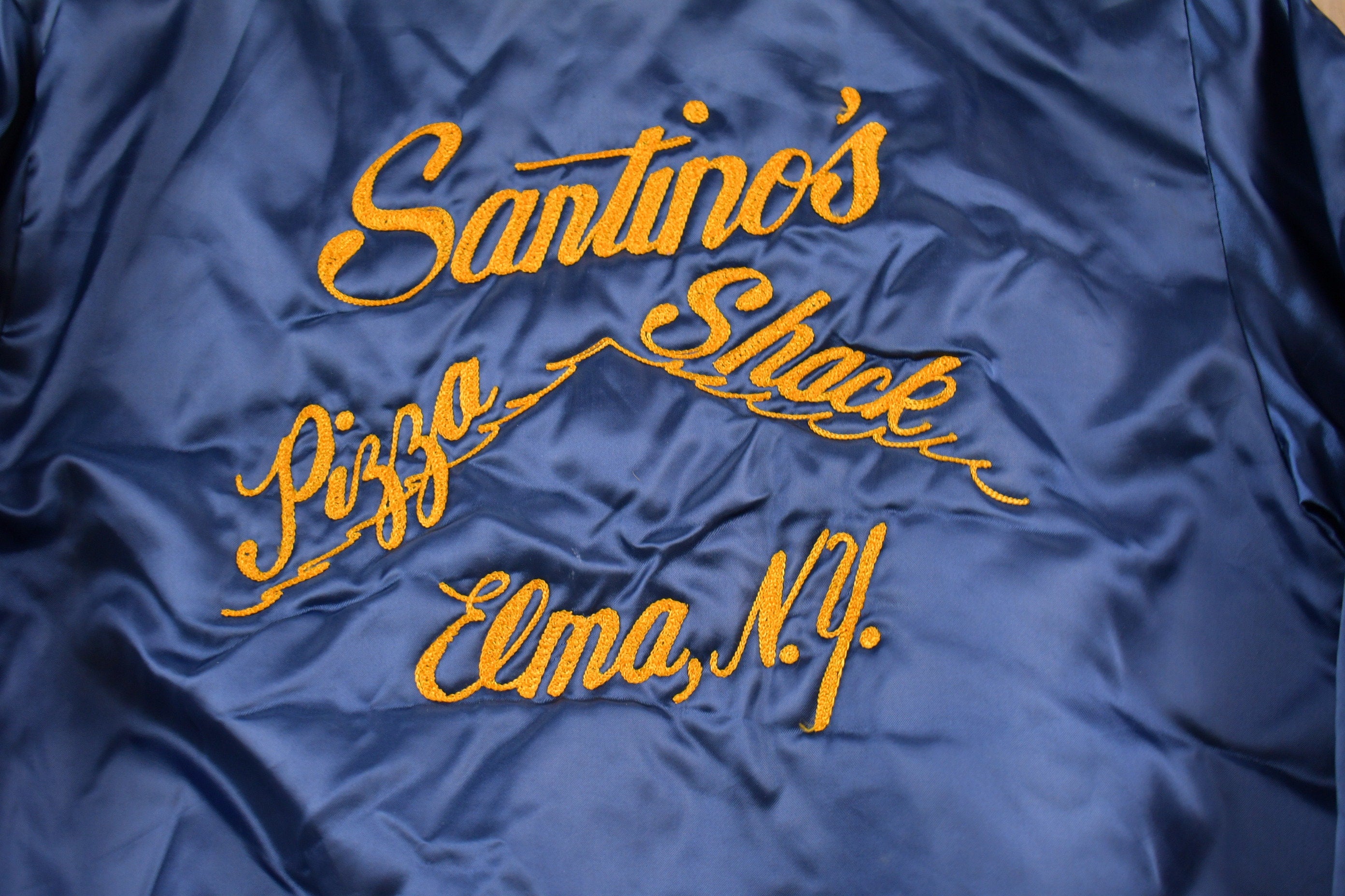 Vintage 1970s Birdie Santino's Pizza Shack Satin Bomber Jacket  Athleisure  Streetwear  Athletic Sportswear  Streetwear  70s Birdie