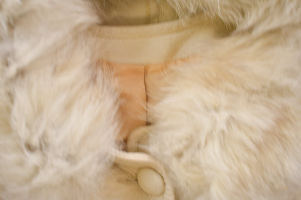 Vintage 1980s Leather Fur Collar Full Length Jacket