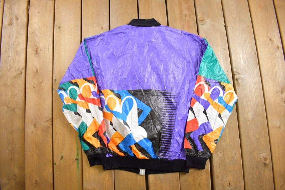Vintage 1980s All Over Print Marathon Bomber Jacket