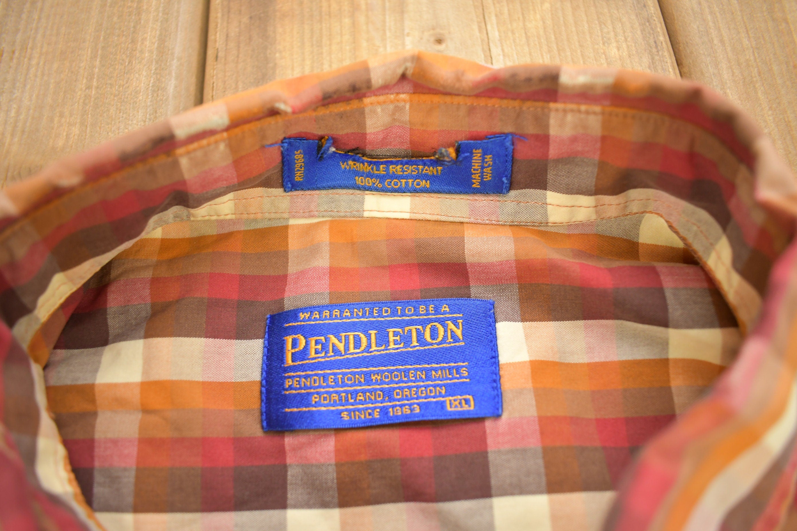 Vintage Pendleton Plaid Button Up Dress Shirt