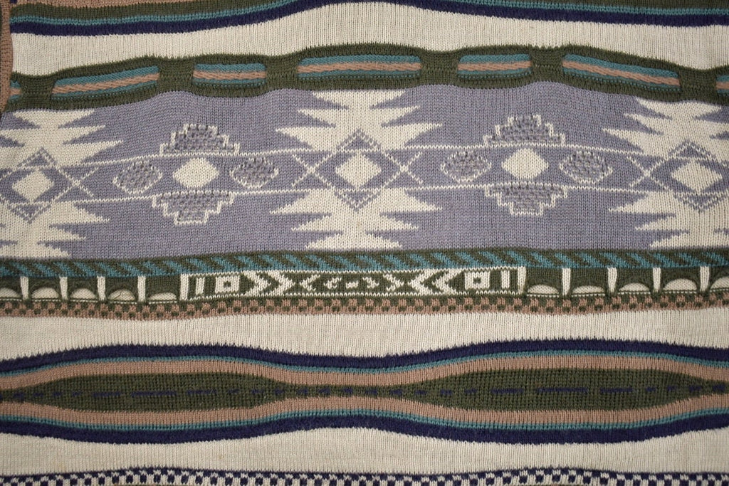 Vintage 1980s Shiquelu 3D Knitted V Neck Sweater