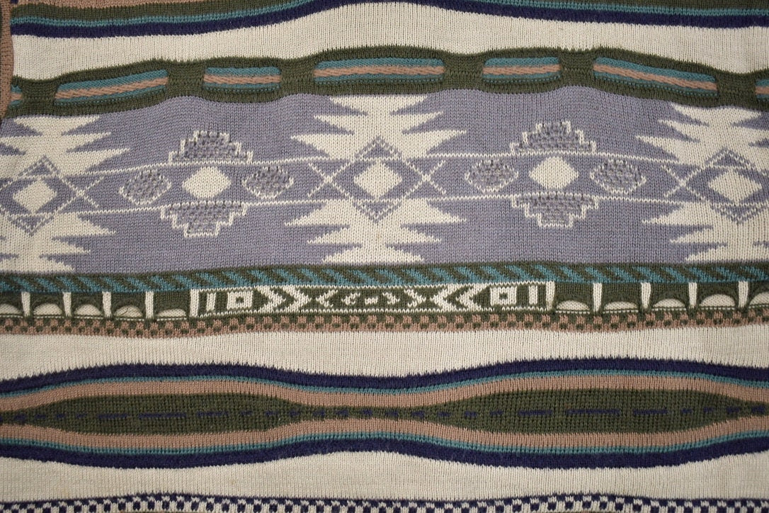 Vintage 1980s Shiquelu 3D Knitted V Neck Sweater
