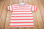 Vintage 1990s Chic Striped Collared T Shirt