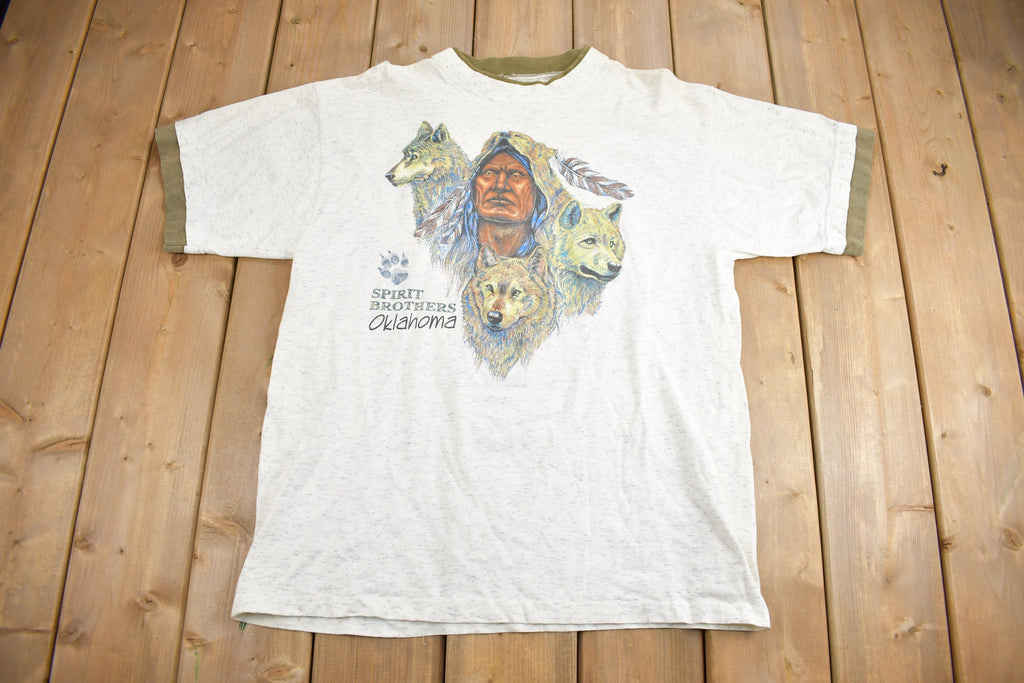 Vintage 1990s Spirit Brothers Oklahoma Wolf Theme Souvenir T Shirt