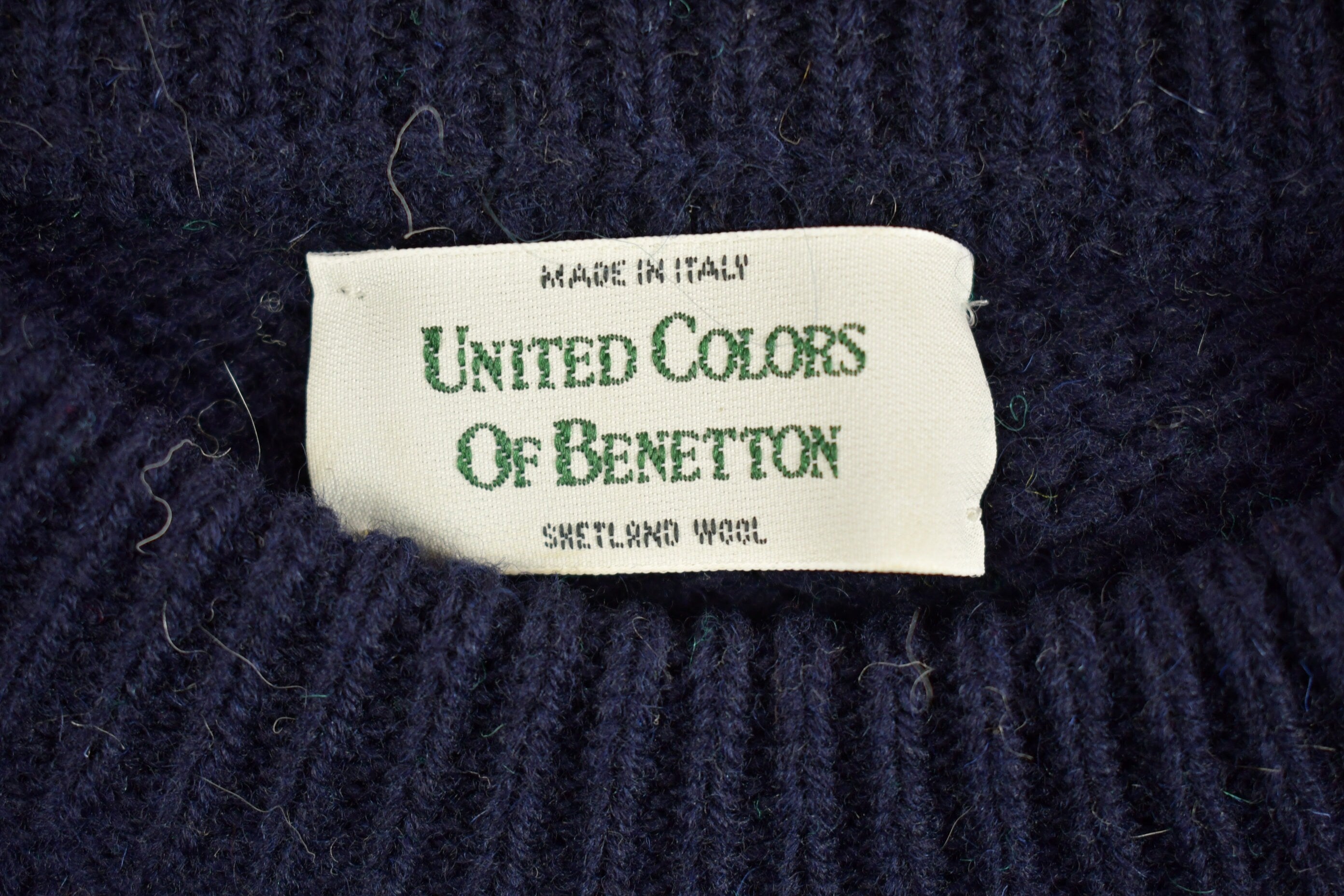 Vintage 1990s United Colors Of Benneton Knitted Sweater  Vintage 90s Crewneck  Pattern Sweater  Shetland Wool  Made In Italy
