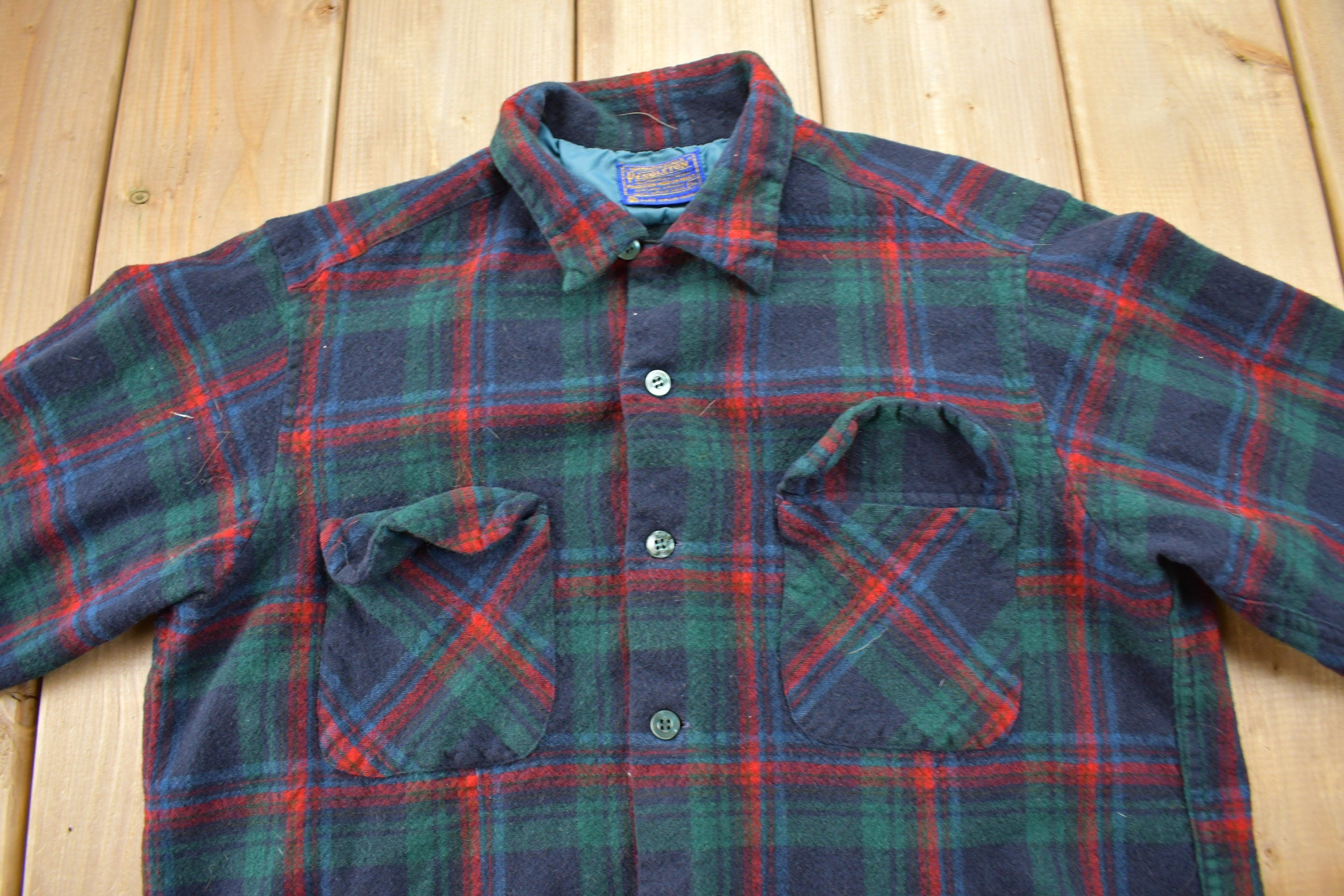 Vintage 1970s Pendleton Plaid Button Up Board Shirt