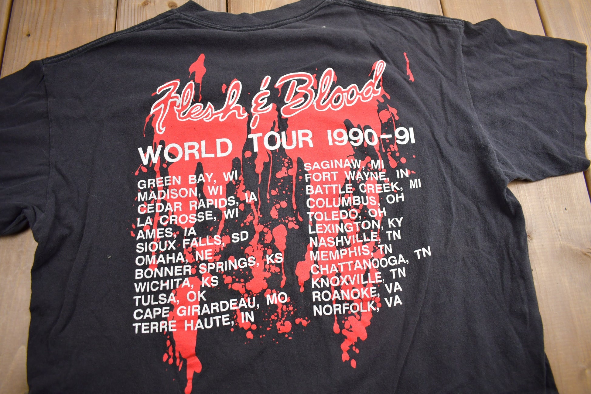 Vintage 1991 Poison Flesh And Blood World Tour Graphic Band T-Shirt