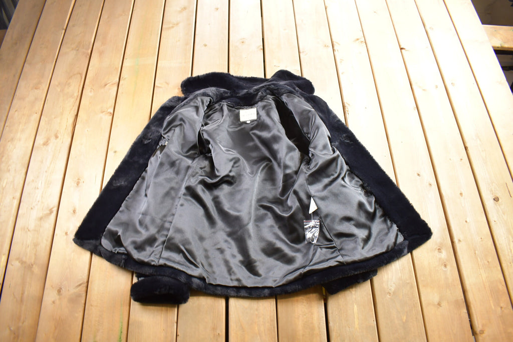 Vintage 1980s Sequence Black Mink Fur Coat Made In USA