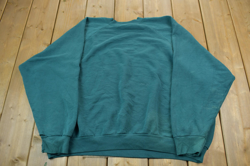Vintage 1990s Blank Green Fruits Of The Loom Crewneck Sweatshirt