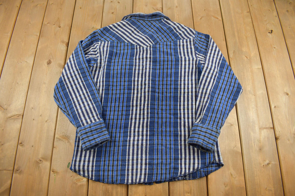 Vintage 1980s Wrangler Plaid Button Up Western Shirt Made In USA