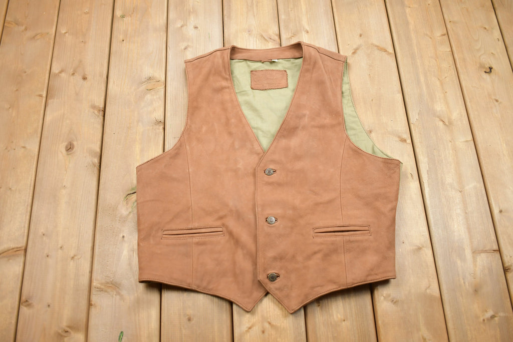 Vintage 1980s Roundtree & Yorke Brown Leather Vest