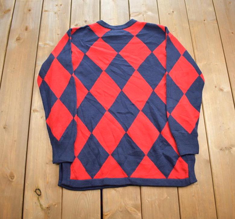 Vintage 1990s Liz Claiborne Argyle Knit Crewneck Sweater