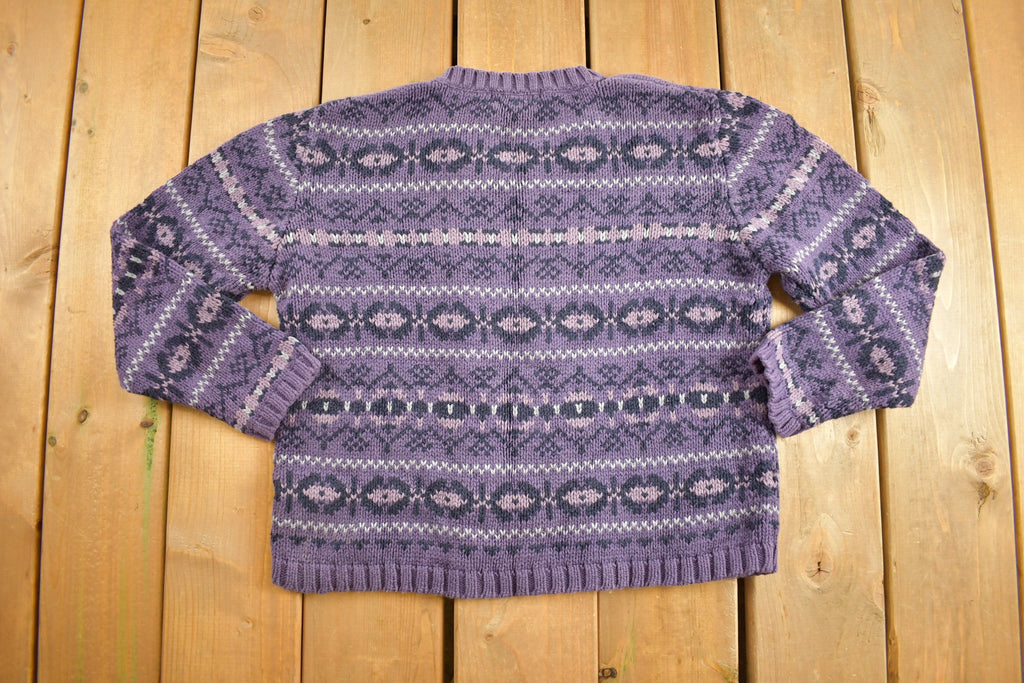 Vintage 1990s Eddie Bauer Geometric Knitted Crewneck Sweater  Vintage 90s Crewneck All Over Pattern  Outdoorsman  Fall Wear
