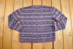 Vintage 1990s Eddie Bauer Geometric Knitted Crewneck Sweater  Vintage 90s Crewneck All Over Pattern  Outdoorsman  Fall Wear