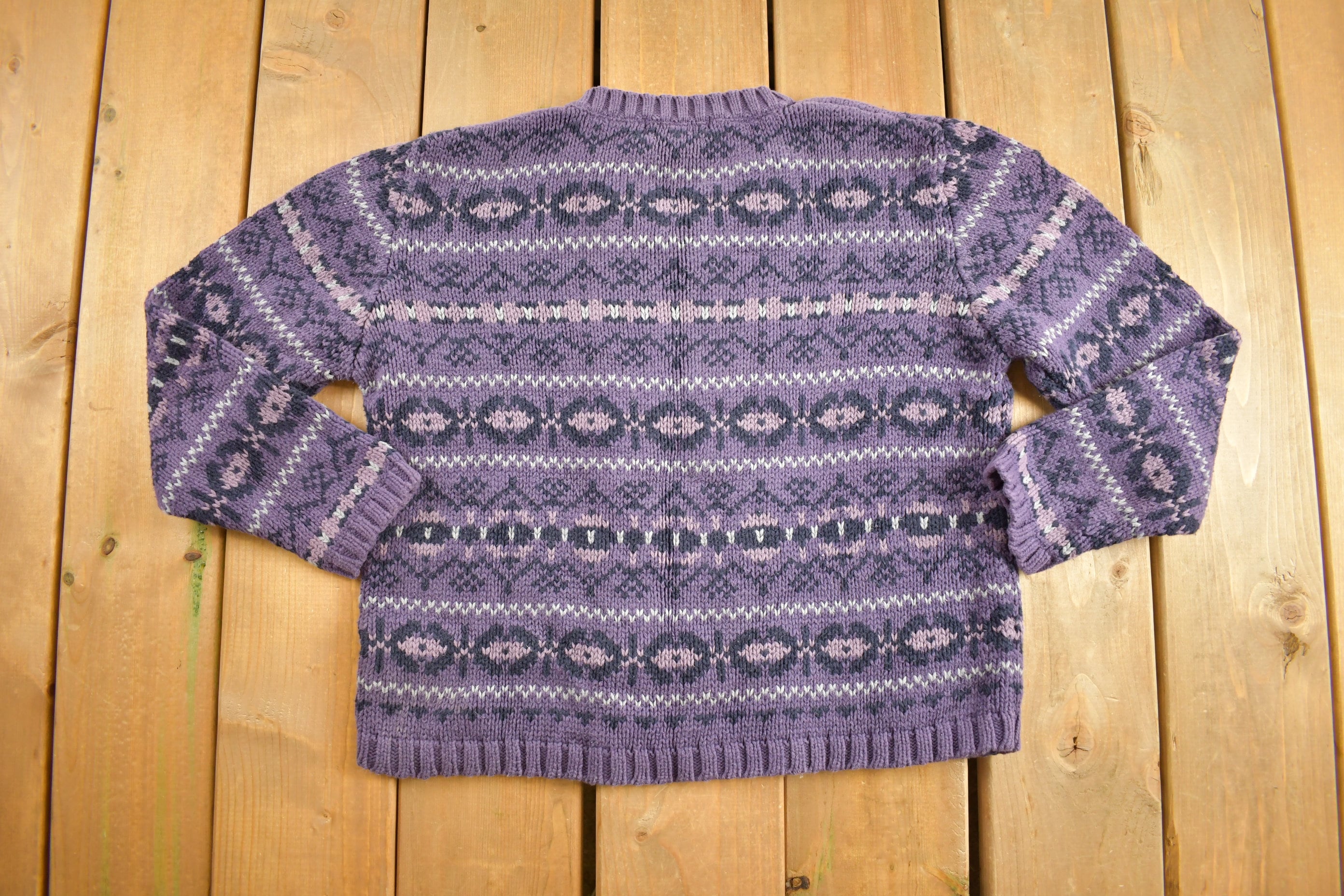 Vintage 1990s Eddie Bauer Geometric Knitted Crewneck Sweater  Vintage 90s Crewneck All Over Pattern  Outdoorsman  Fall Wear
