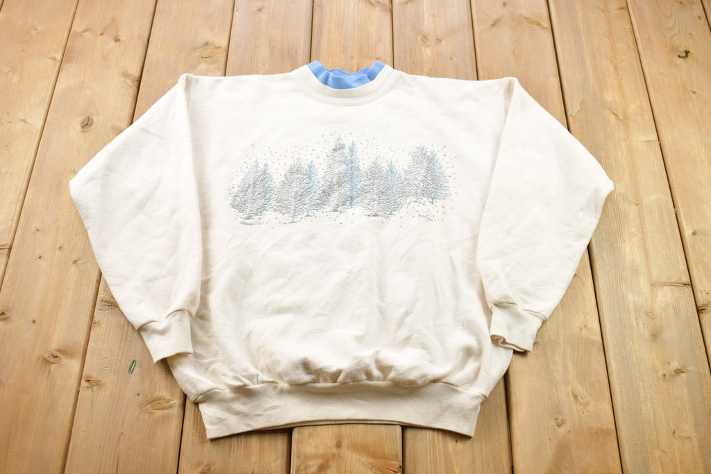 Vintage 1990s Winter Trees Crewneck Sweater