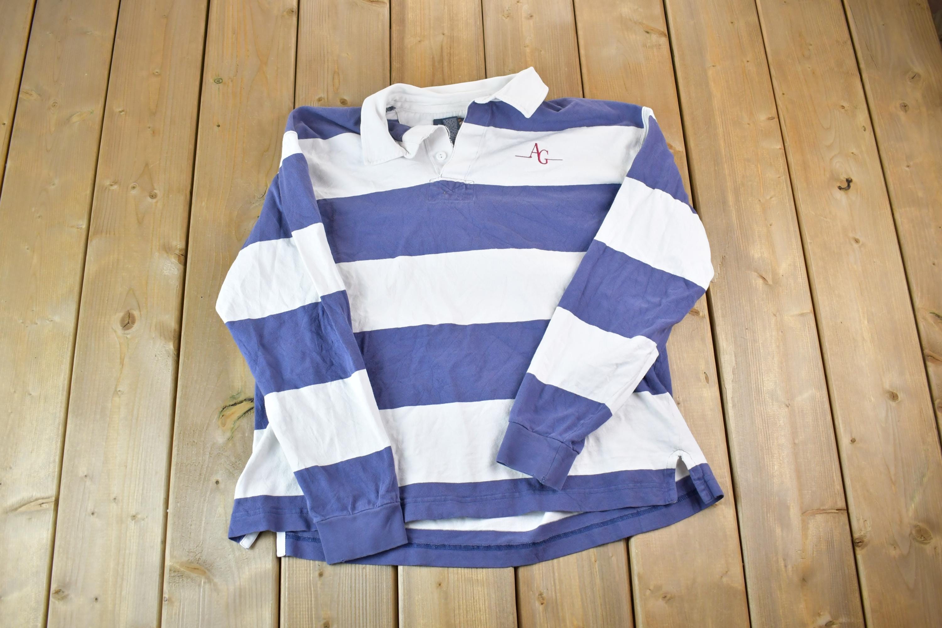Vintage 1990s Lands End Collared Quarter Button Up Rugby Shirt