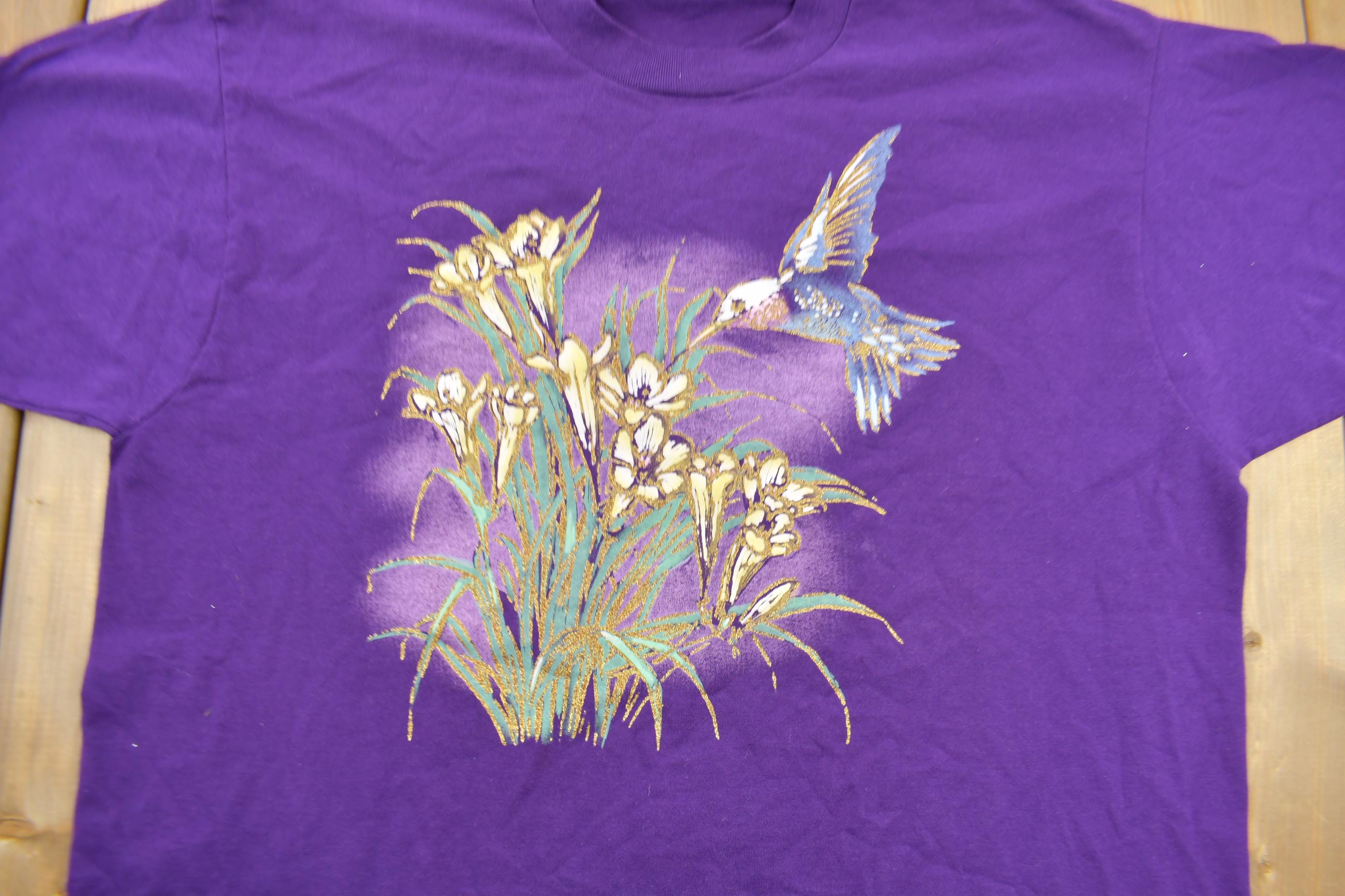 Vintage 1990s Humming Bird Swallow Graphic T-Shirt