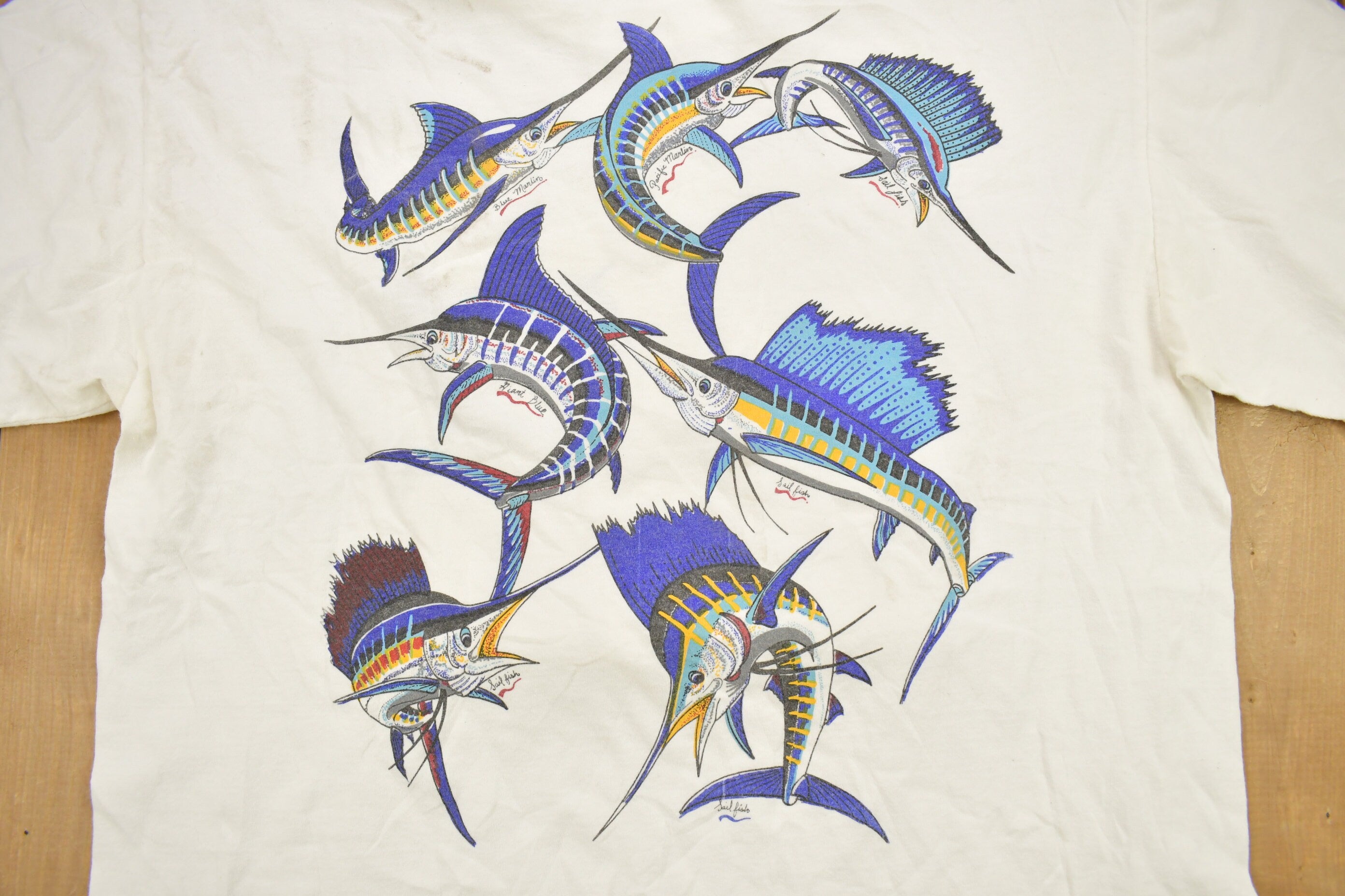 Vintage 1990s Mazatlán Mexico Marlin Fish Theme Graphic T-Shirt
