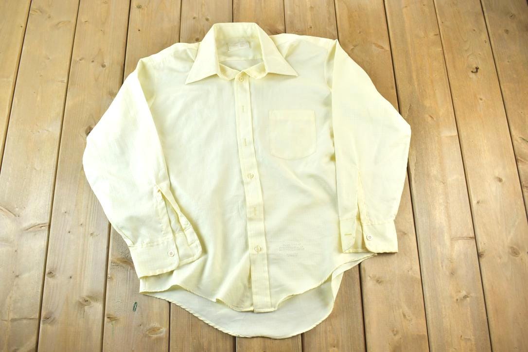 Vintage 1970s Dress Shirt Button Up Shirt  Vintage Golden Comfort Dress Shirt  Solid Button Up  Cowboy Shirt  Preppy Button Up