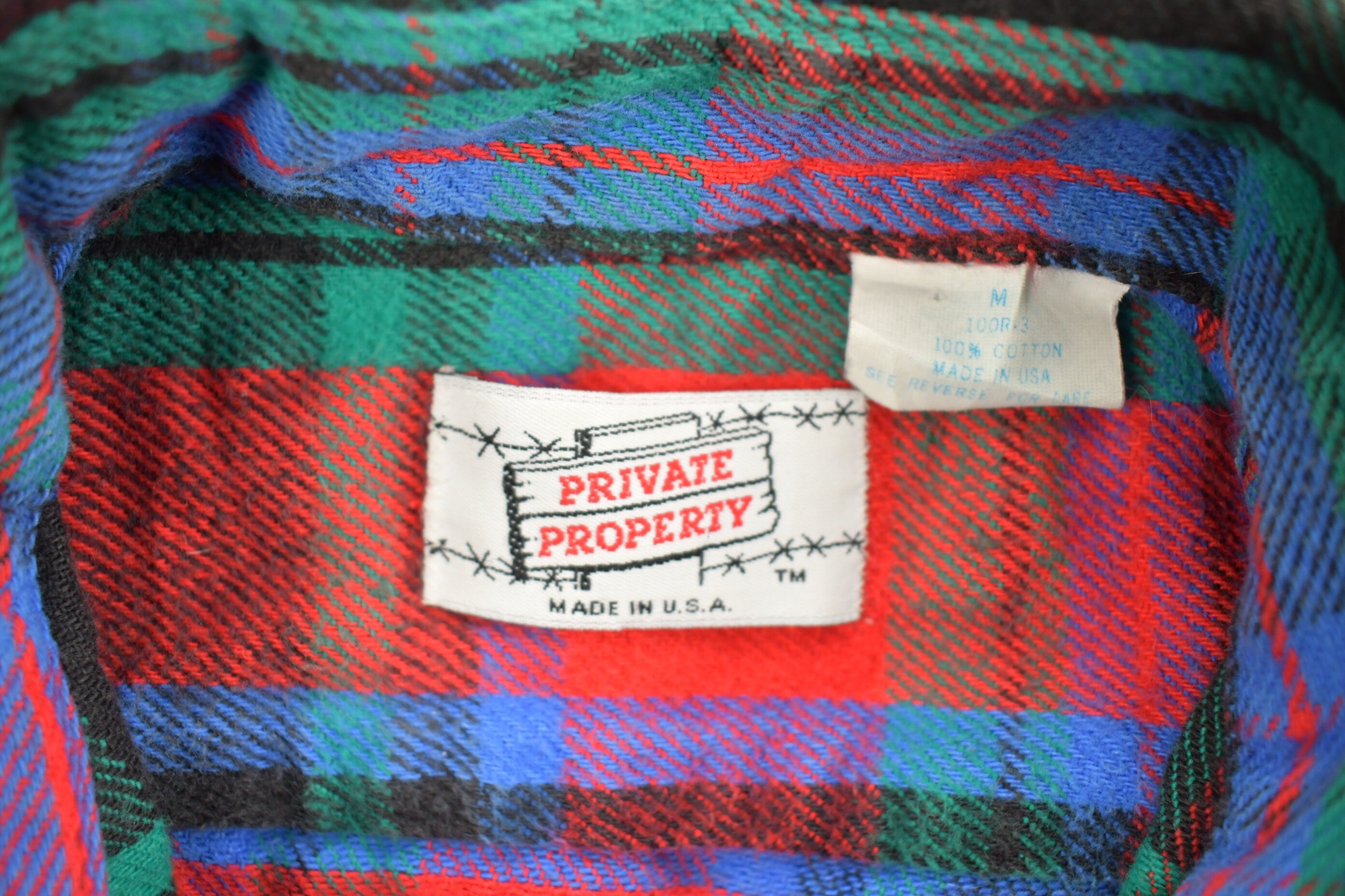 Vintage 1990s Red Green Blue Plaid Flannel Button Up Shirt