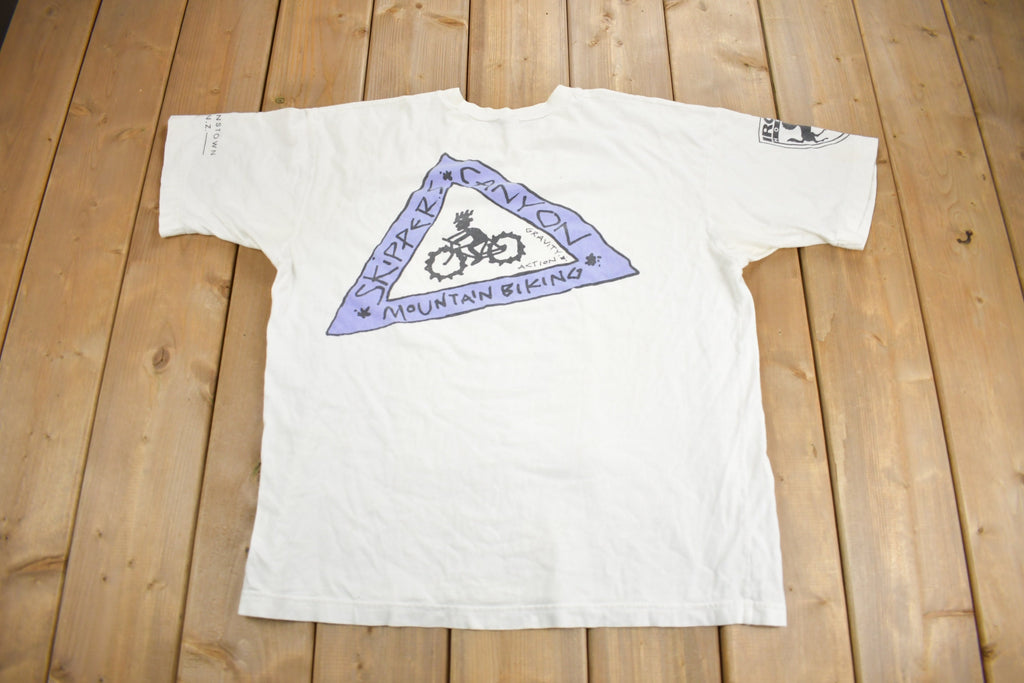 Vintage 1990s Gravity Action Skippers Canyon Mountain Biking Graphic T Shirt