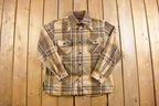 Vintage 1970s C P O Beige Plaid Wool Hunting Jacket