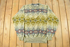 Vintage 1990s Claiborne Aztec Navajo Knit Crewneck Sweater Men's XL