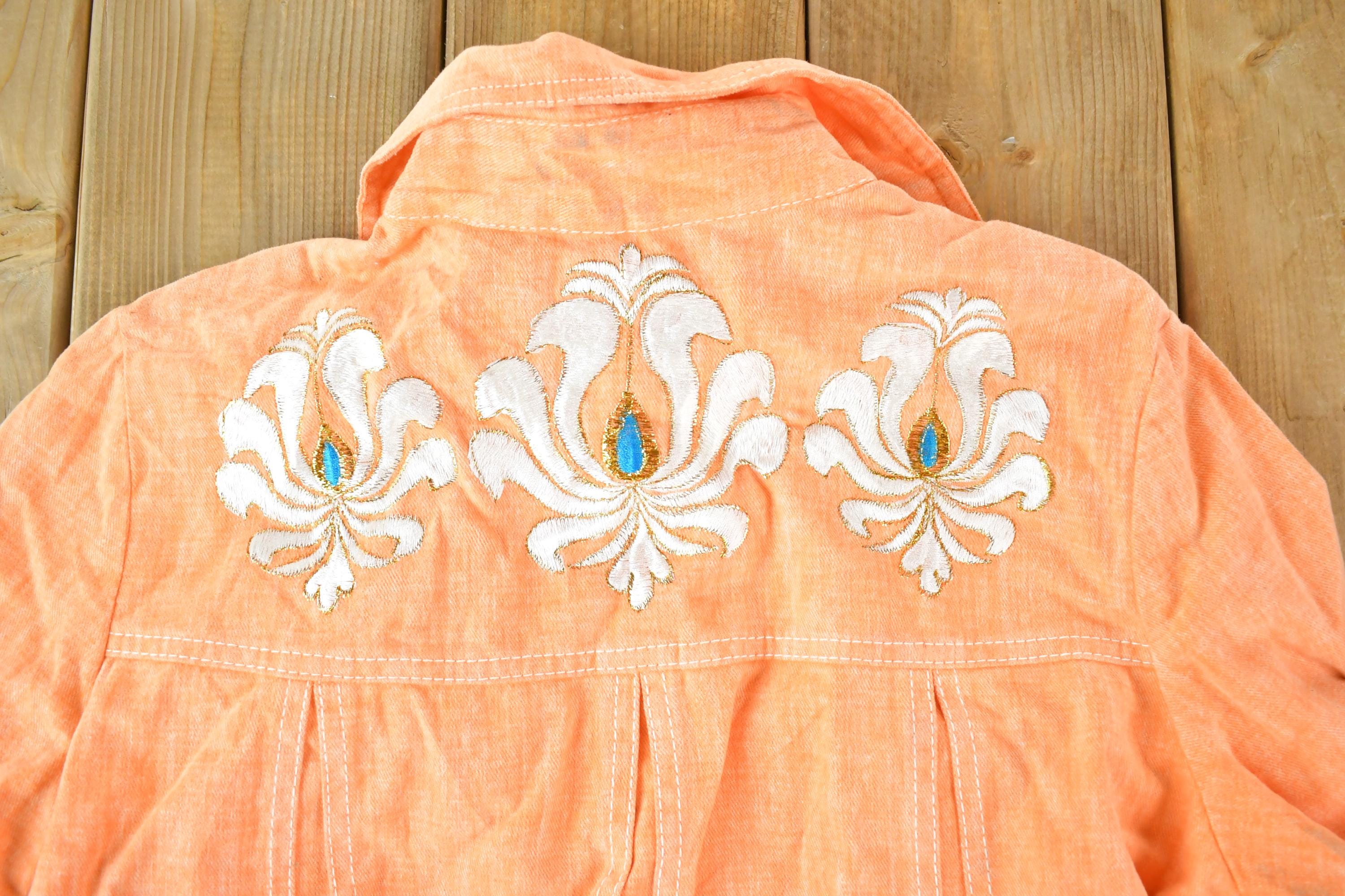 Vintage 1970s Maximum Floral Embroidered Button Up Shirt Womens M