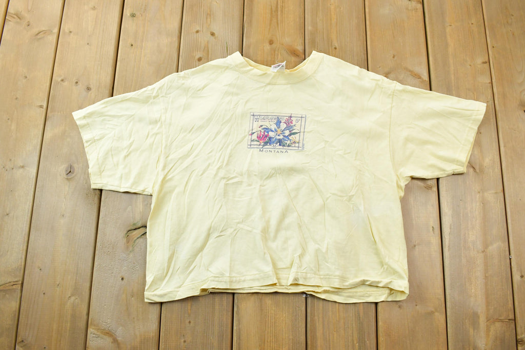 Vintage 1990s Montana Fancy Mixed Wildflowers Souvenir T-Shirt / Streetwear / Made In USA / Vacation Tee / Travel T Shirt