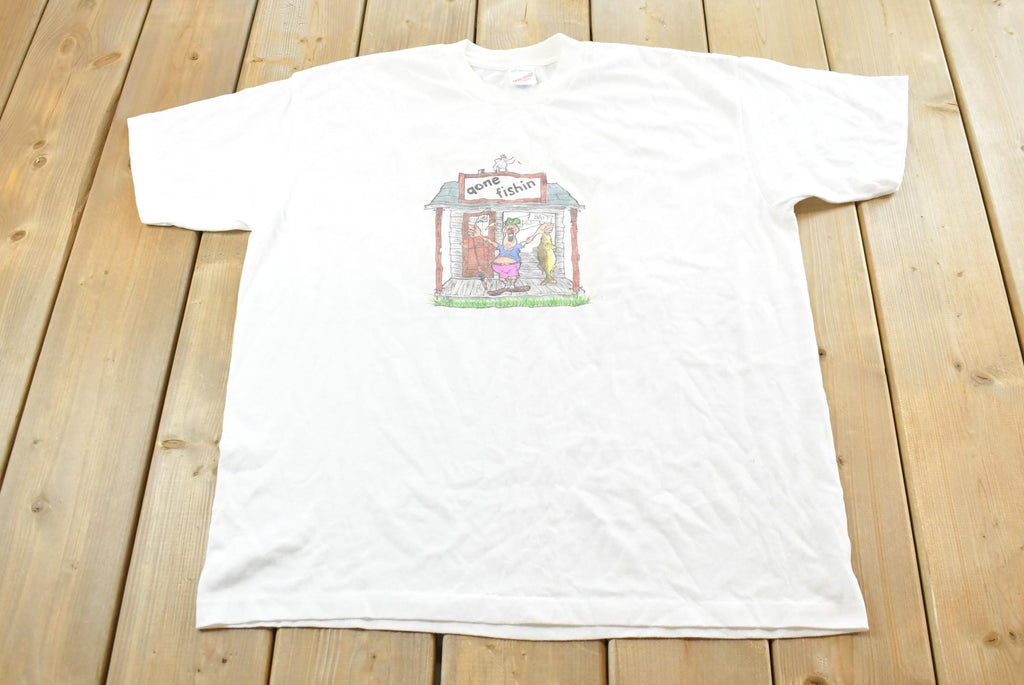 Vintage 1990s Gone Fishin T-Shirt Men's XL /