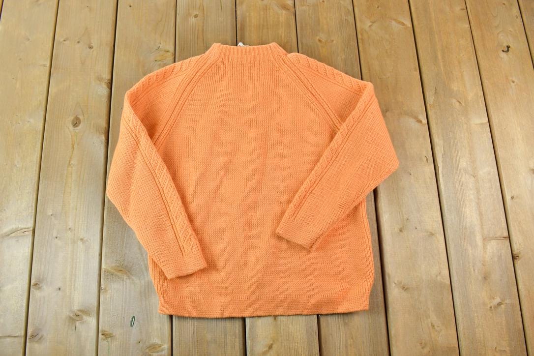 Vintage 1990s Mr Poodle Hand Loomed 100% Wool Cable Knit Crewneck Sweater
