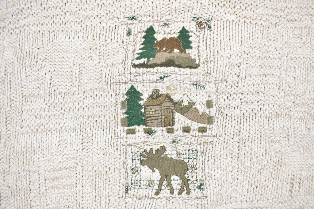 Vintage 1990s Woodland Embroidered Knit Crewneck Sweater