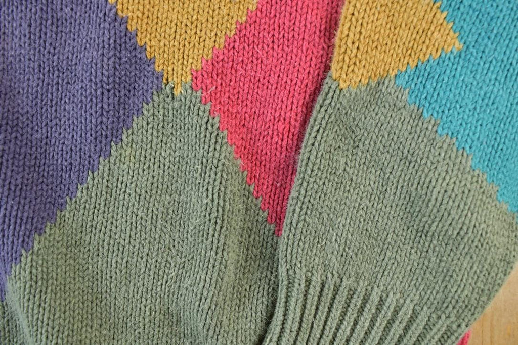 Vintage 1990s Hunting Horn Knit Colour Block Crewneck Sweater