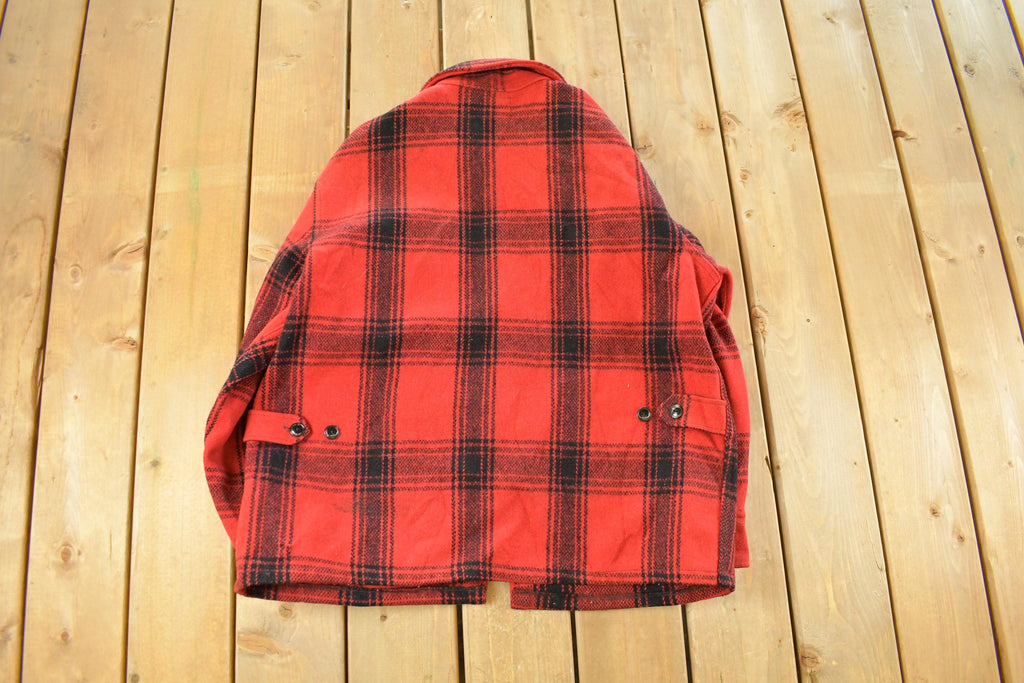 Vintage 1950s Melton Outer-Wear Buffalo Plaid Wool Hunting Jacket Men's XL