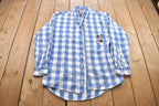 Vintage 1990s Mickey Mouse Plaid Button Up Shirt / 1990s Button Up / Vintage Flannel / Basic Button Up