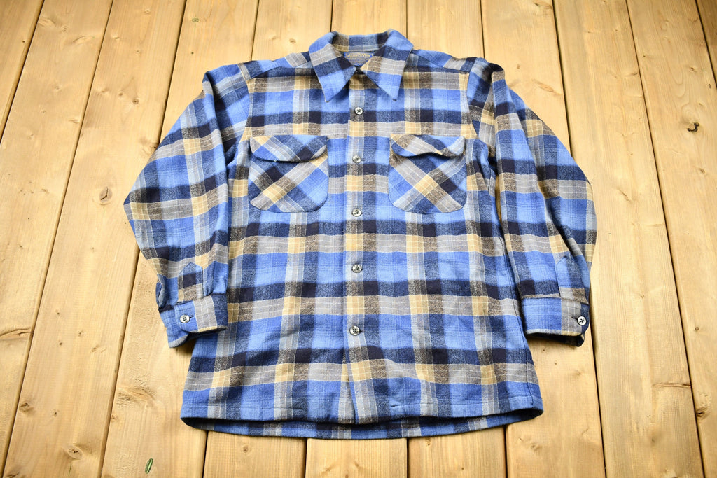 Vintage 1970s Pendleton Plaid Button Up Board Shirt