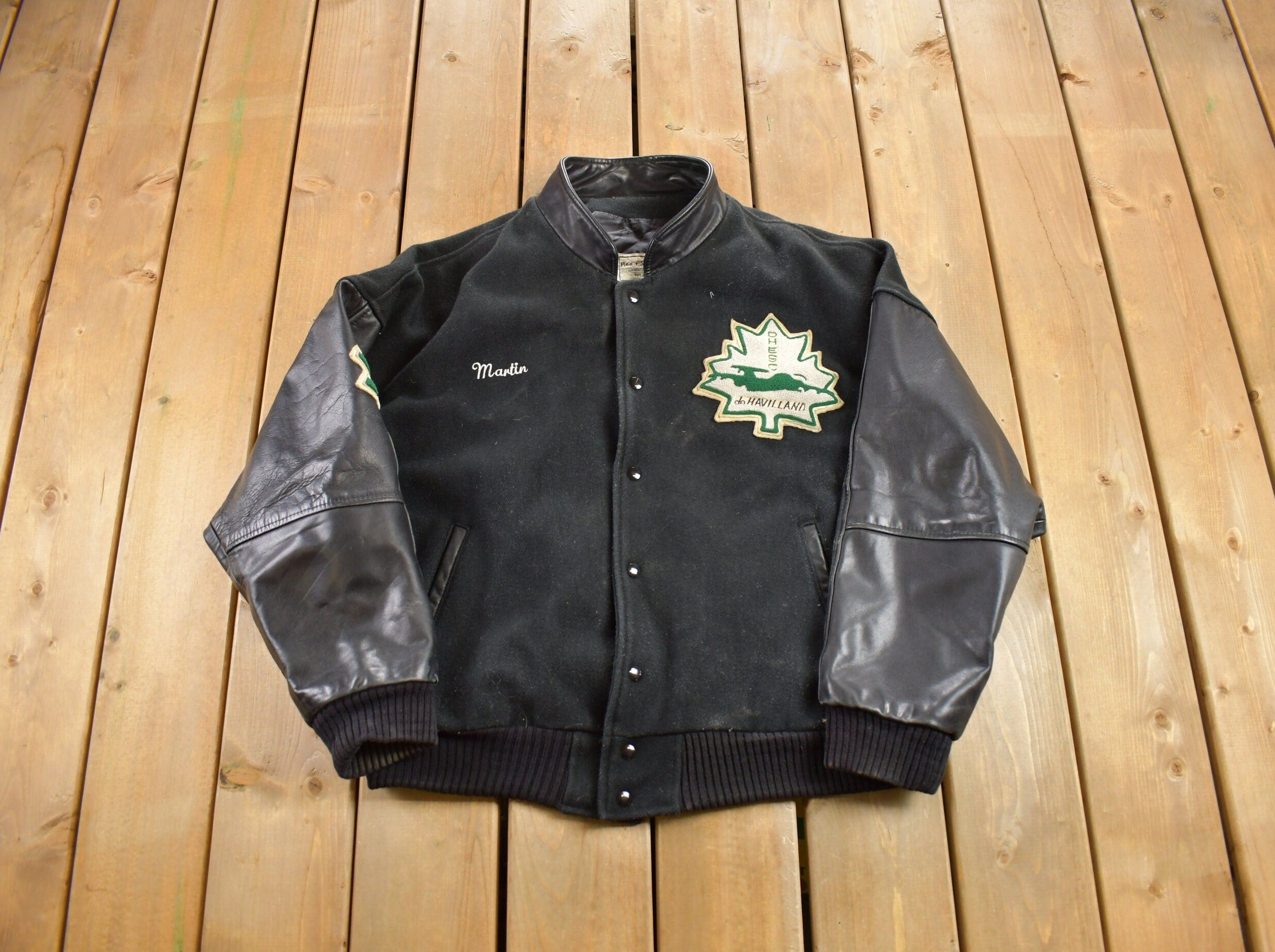 Vintage 1990s Stars Hockey Leather Letterman Varsity Jacket