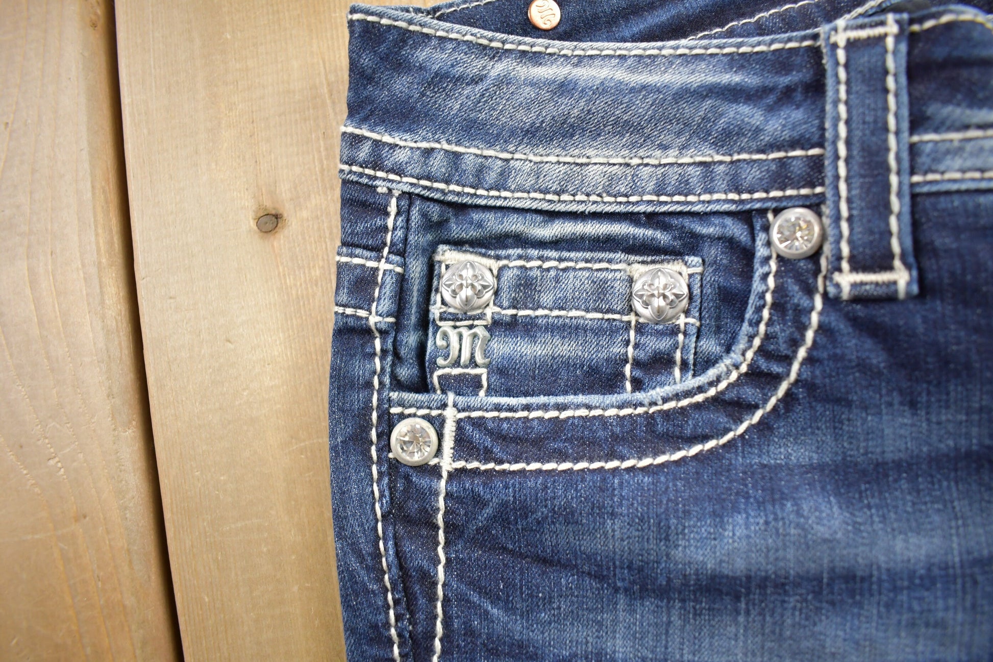 Vintage Y2K Miss Me Bedazzled Low Rise Jeans Size 26x34