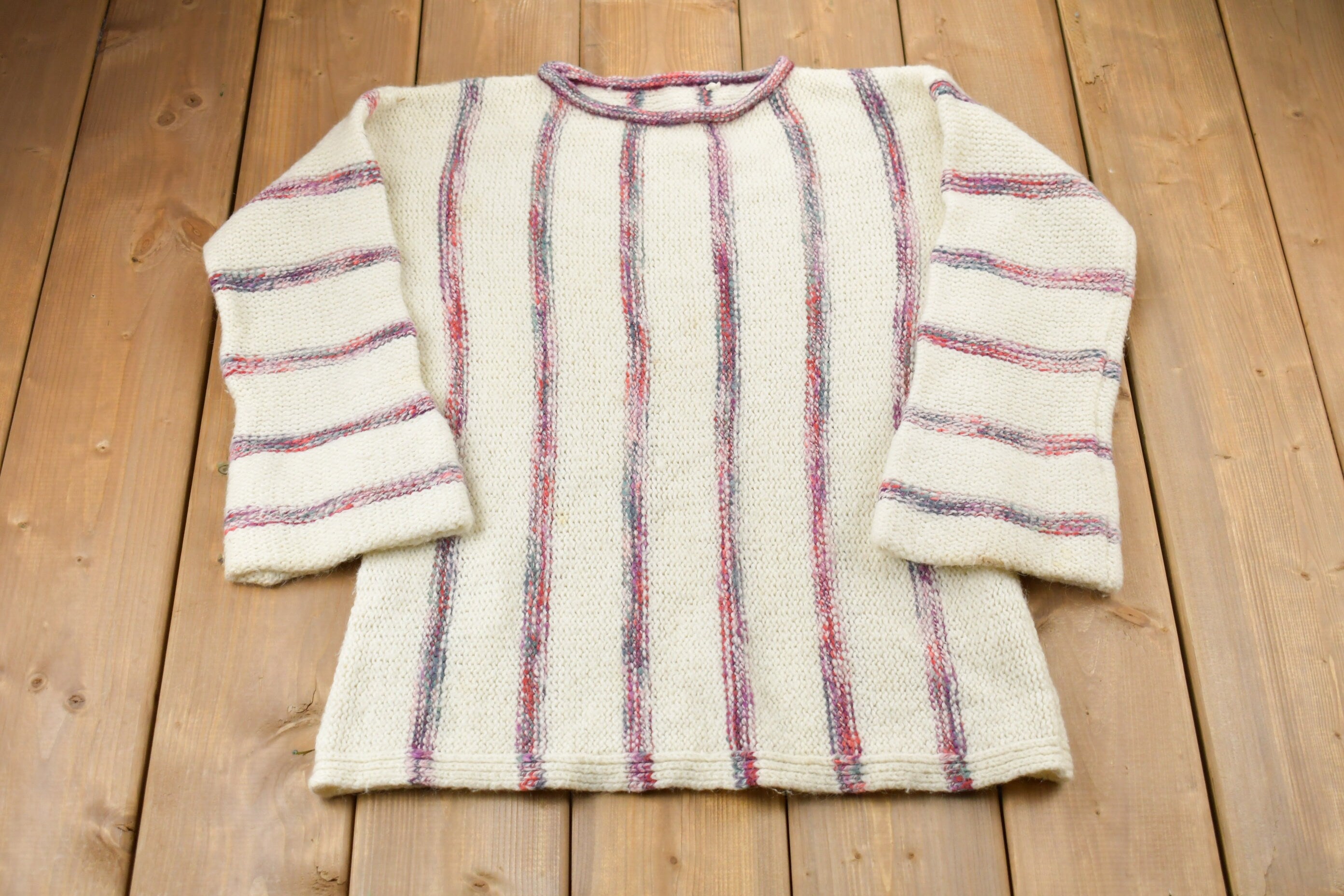 Vintage 1980s Striped Knitted Sweater