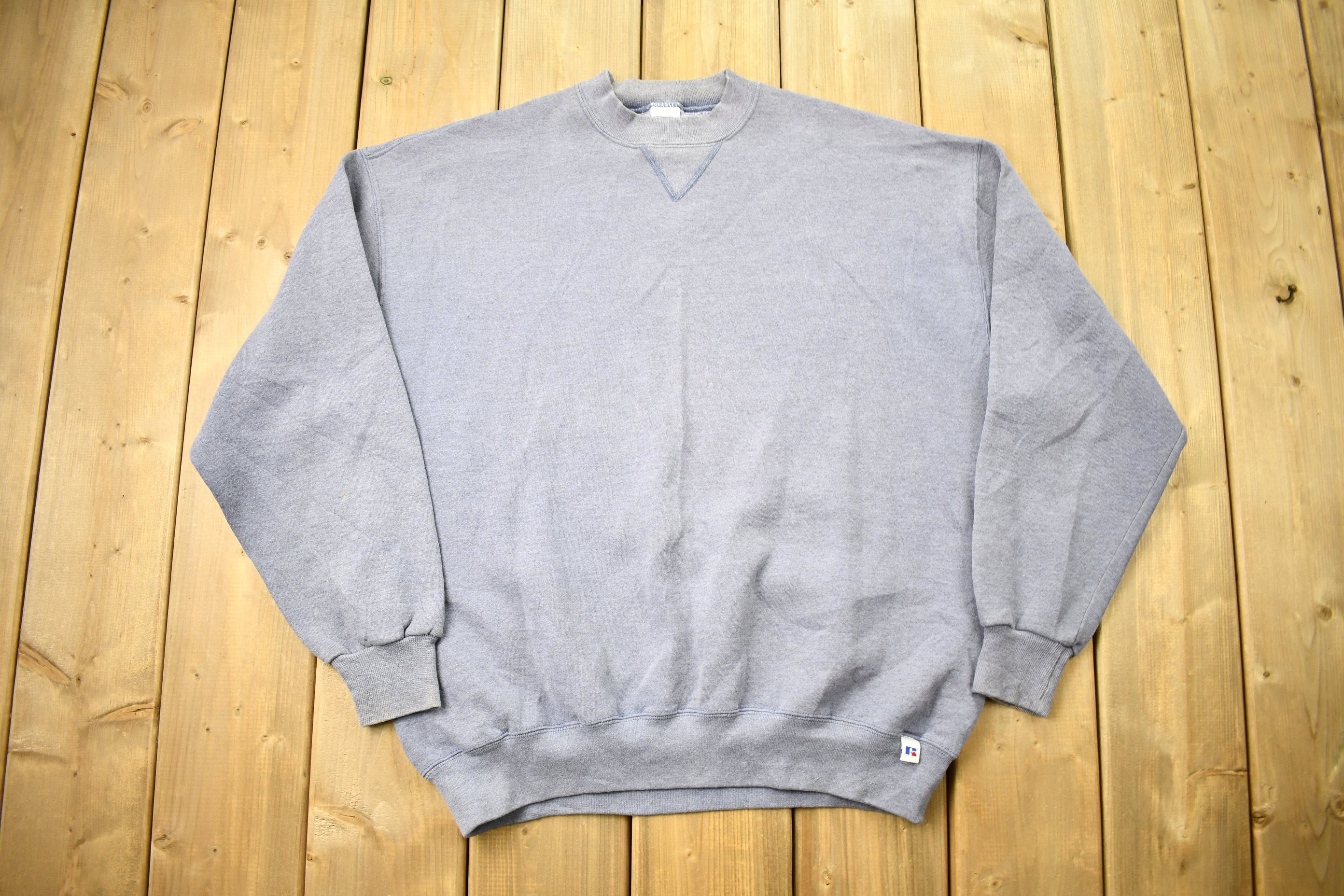Vintage 1990s Russell Athletics Grey Blank Crewneck Sweatshirt