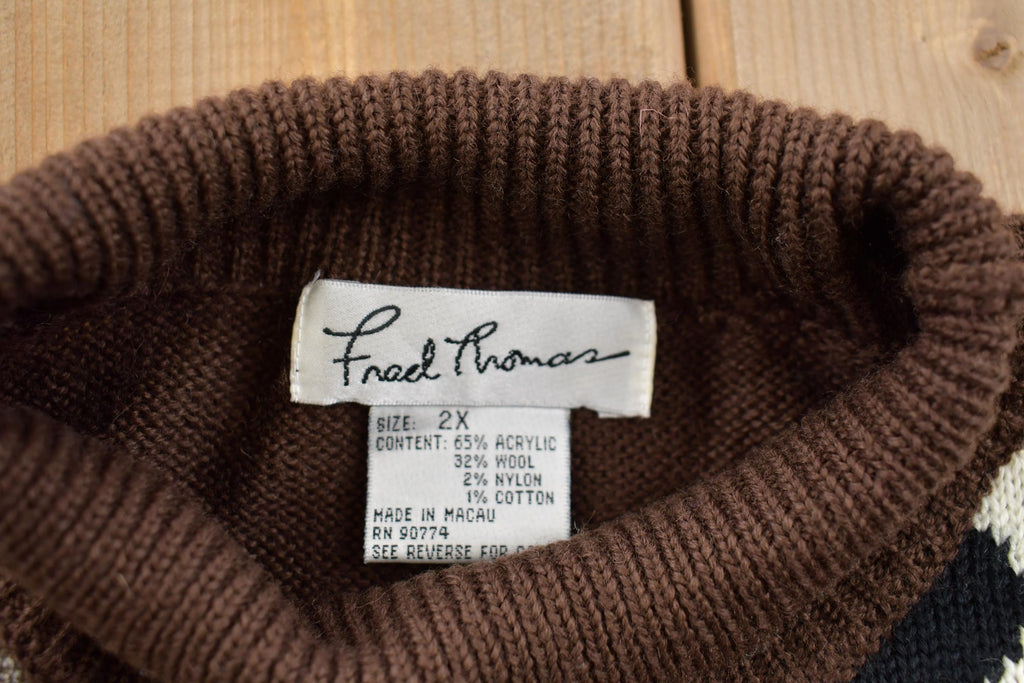 Vintage 1990s Fred Thomas Knit Abstract Mock Neck Sweater